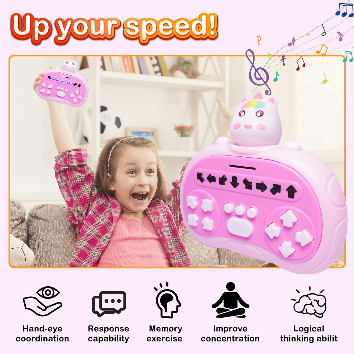[Like New] ROUSKY Hand-Held Rhythm Master Dance Machine Educational Toy Unicorn Yellow