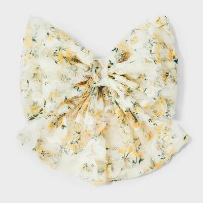 Wild Fable 3D Flower Bow Hair Barrette Yellow Cream Botanical Pattern