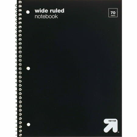 up&up Spiral Notebook 1 Subject Wide Ruled Flexible Plastic Cover 70 Pages