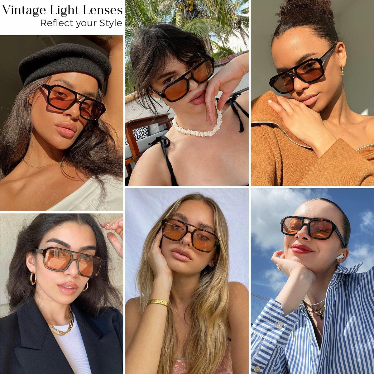 Mosanana Aviator Sunglasses Women Narrow White Frame Black Lens MS52362