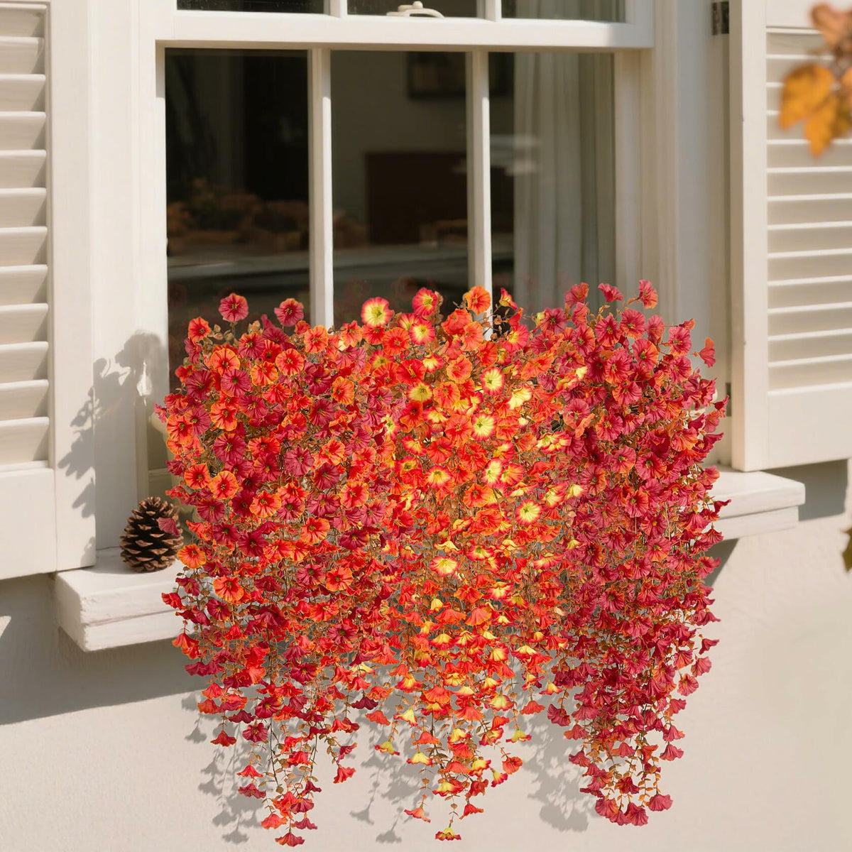 Hrobek Artificial Fall Hanging Flowers 2pcs Orange Sunset Silk Vine Decor