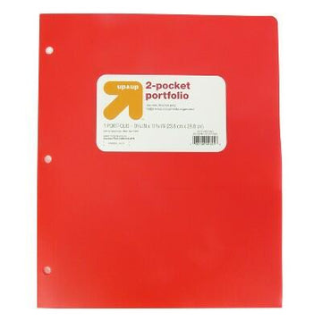 up&up 2 Pocket Plastic Folder Red Letter Size Durable Office Supply