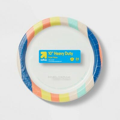 up&up Disposable Plate 10" Stripes 24ct Paper Plates