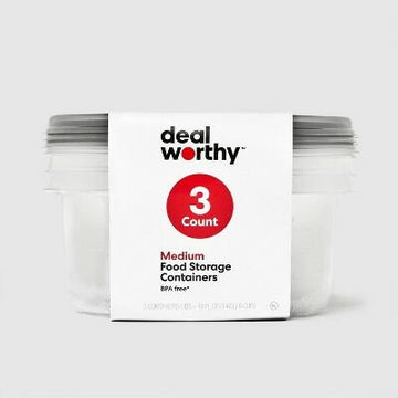 Dealworthy Medium Round Plastic Food Storage Bowls Gray 48 fl oz 3ct