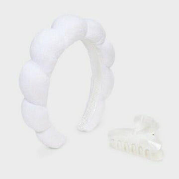 A New Day Headband & Claw Hair Clip Set Ivory 2pc White