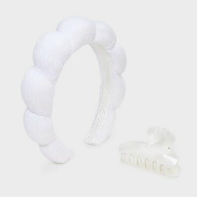 A New Day Headband & Claw Hair Clip Set Ivory 2pc White
