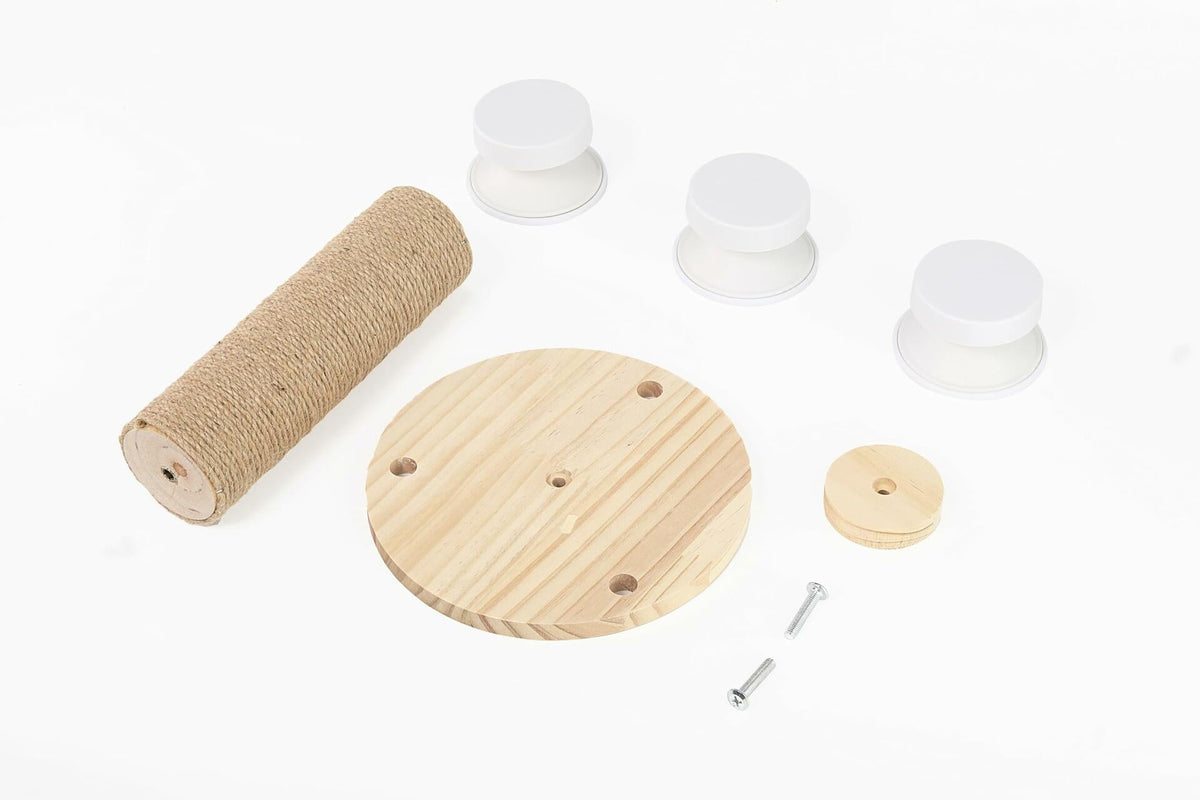 Pialouge Wooden Cat Stairs with Suction Cups 3-Level Log Color Ladder