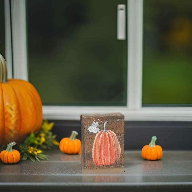 [Like New] Collins Painting Mini Fall Wood Block Sign Tall Pumpkin Rustic Decor