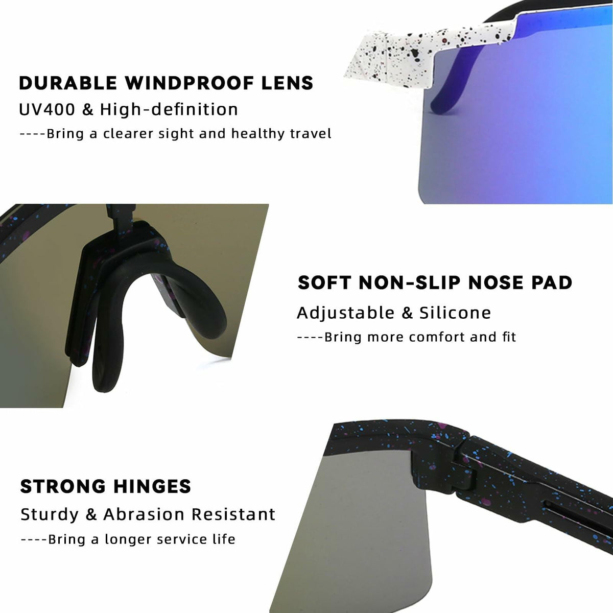 MARIDA UV400 Sports Sunglasses Adjustable Temple Men Women Unisex