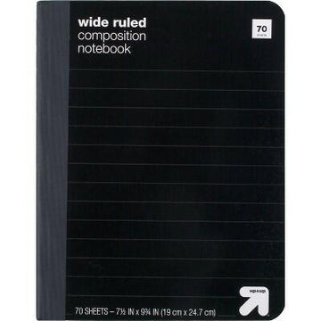 up&up Wide Ruled Black Marble Hardcover Composition Notebook 7.5x9.75 70pg