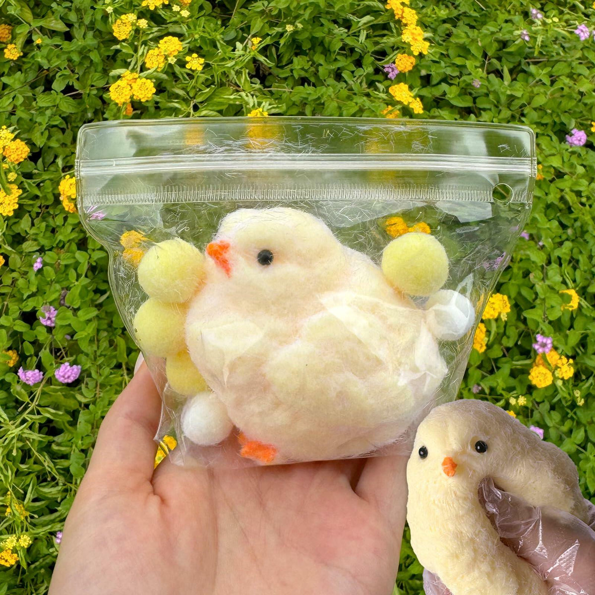 Gberlczz Handmade Chicken Squishy Stress Reliever Fuzzy Yellow Toy 3.52oz