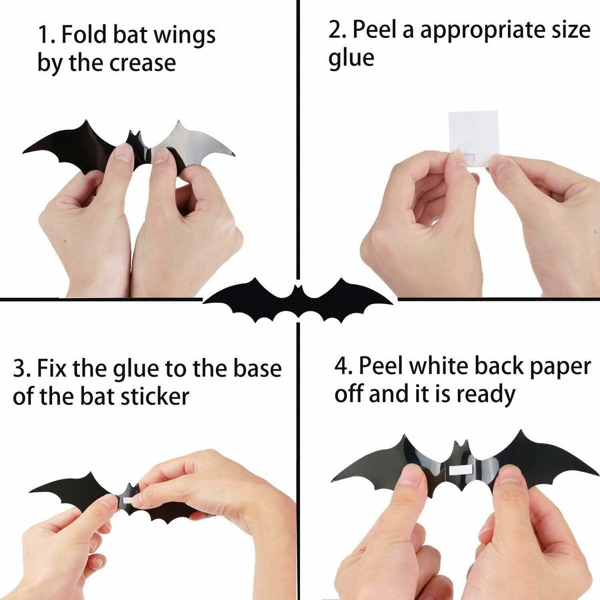 Finduat 81 Pcs Halloween Bat Wall Decor Black PVC 3D Stickers