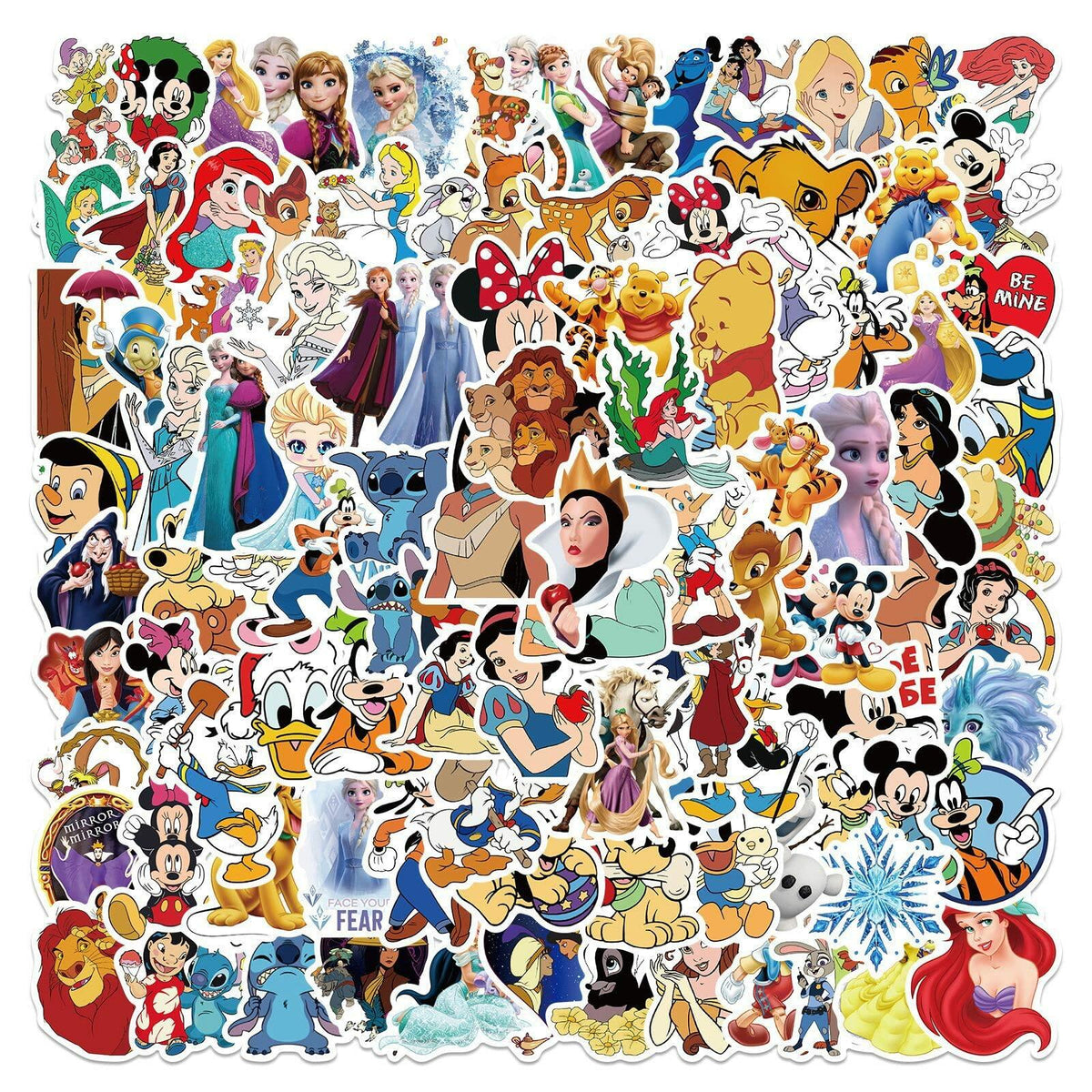 WDWLL 100 Cute Cartoon Vinyl Stickers for Laptop Skateboard Water Bottles
