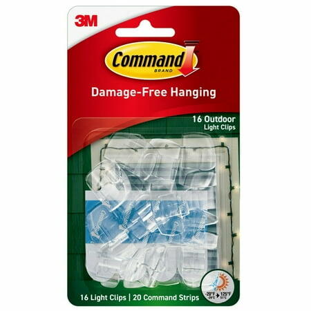 Command Outdoor Light Clips Clear 16 Clips 20 Adhesive Strips