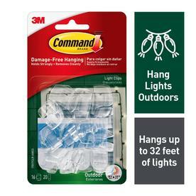 Command Outdoor Light Clips Clear 16 Clips 20 Adhesive Strips