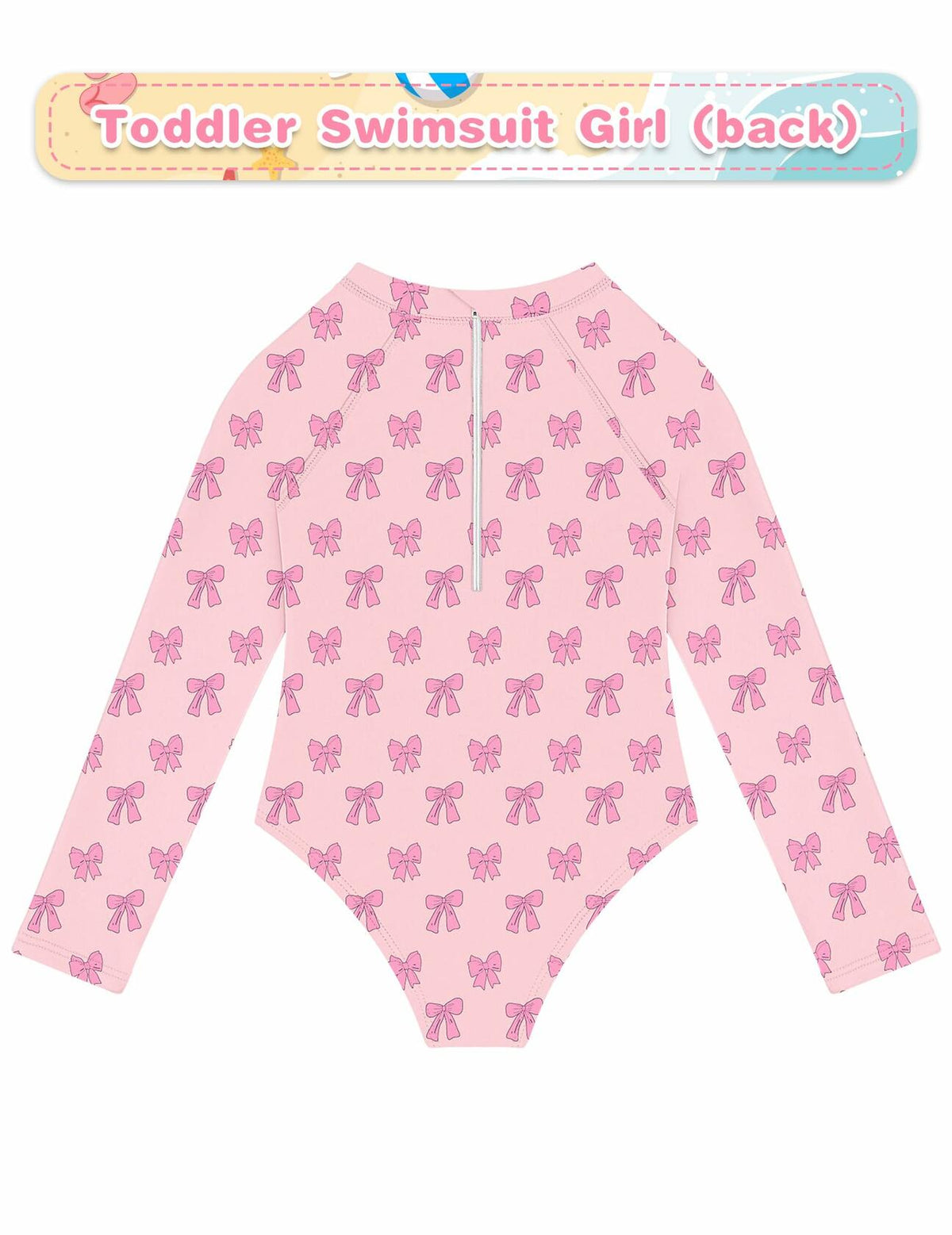 Toddler Girls One Piece Swimsuit Long Sleeve Zipper Pink Size 24 Month