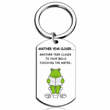 Davrock Silver Frog Keychain Funny Gift for Men Adult Animal Theme