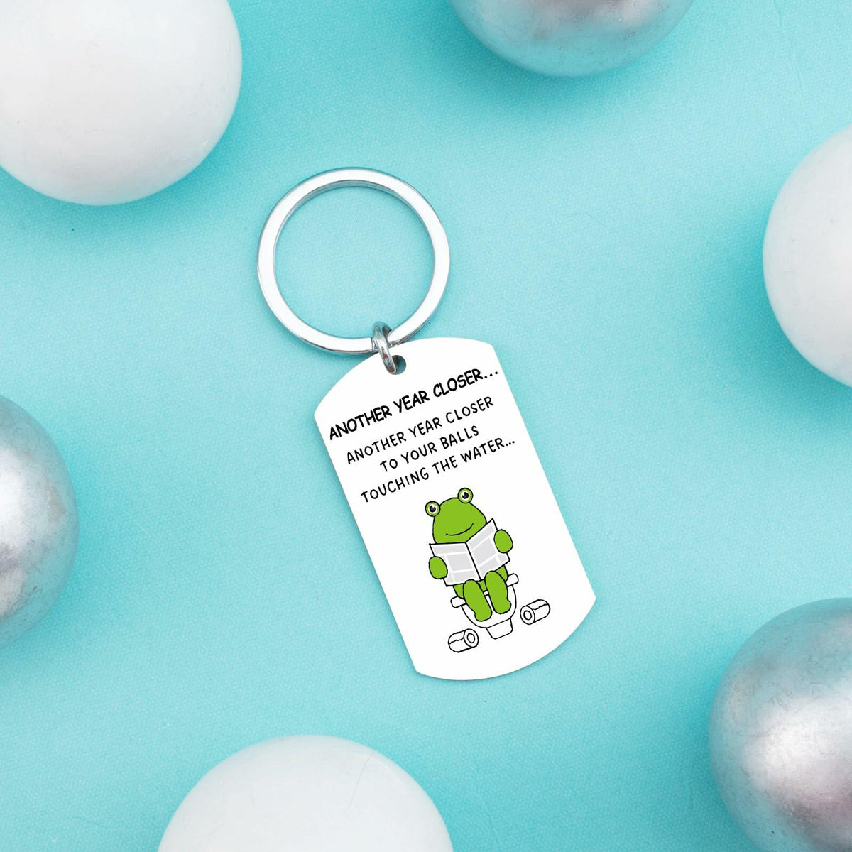 Davrock Silver Frog Keychain Funny Gift for Men Adult Animal Theme