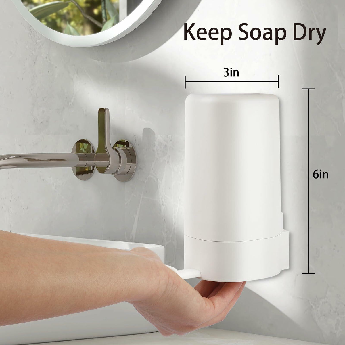 WSLFOKIDA Soap Dispenser with Built-in Blade Wall-Mountable Adjustable White