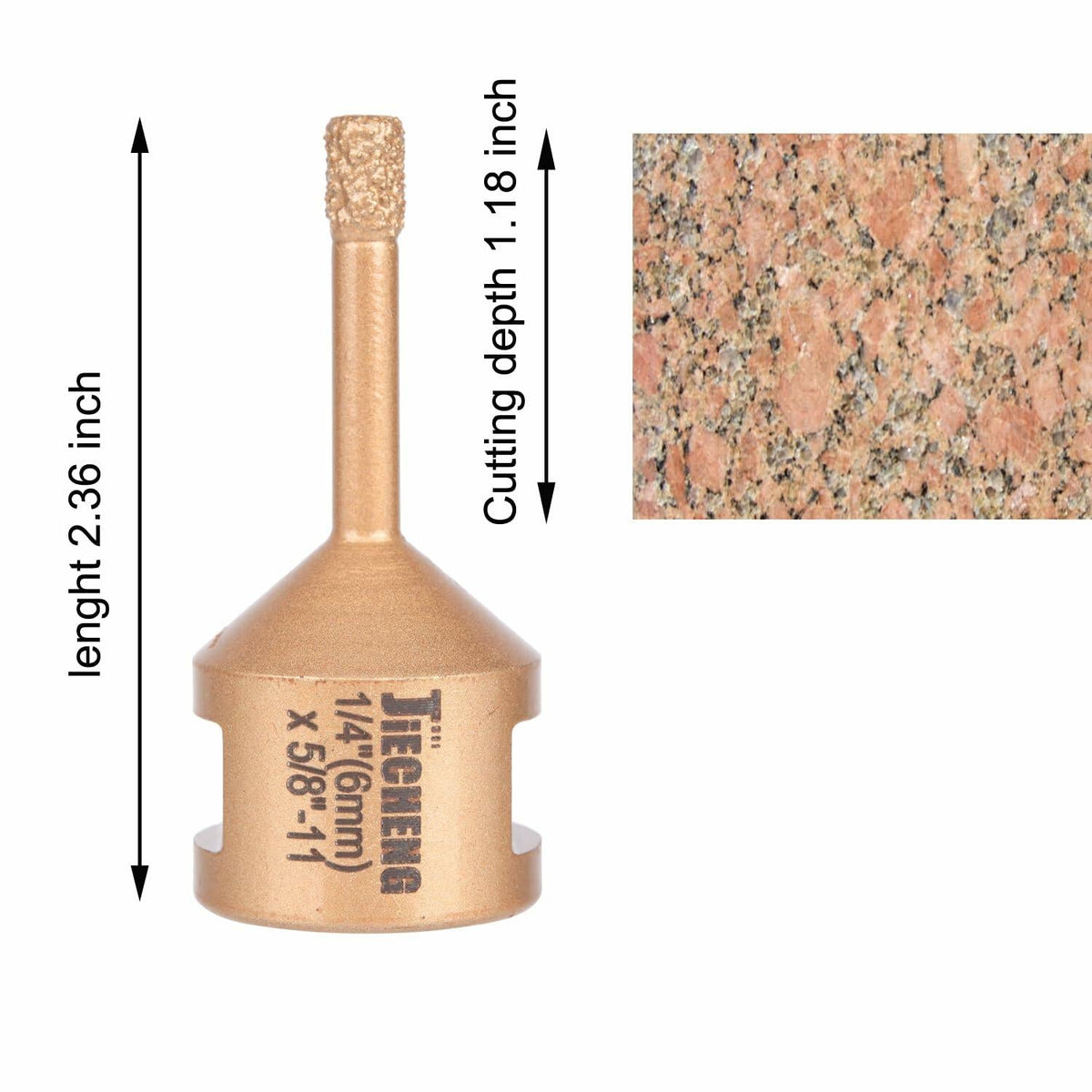 JIECHENG Diamond Core Drill Bit 1/4 inch Gold Hole Saw 6mm for Granite
