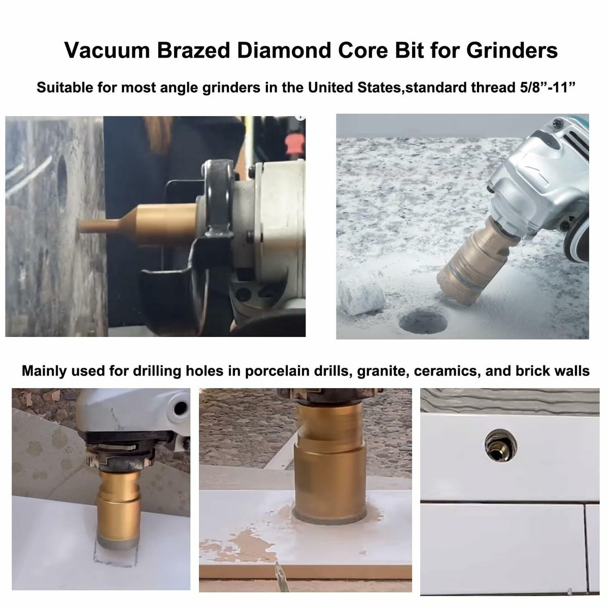 JIECHENG Diamond Core Drill Bit 1/4 inch Gold Hole Saw 6mm for Granite