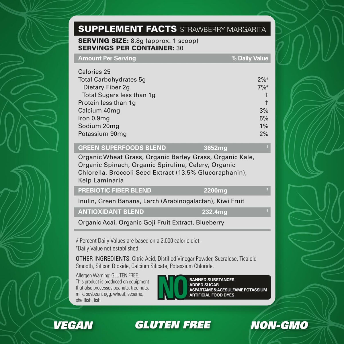 BestBy10/25 EHP Labs OxyGreens Super Greens Powder 30 Serve Strawberry Margarita