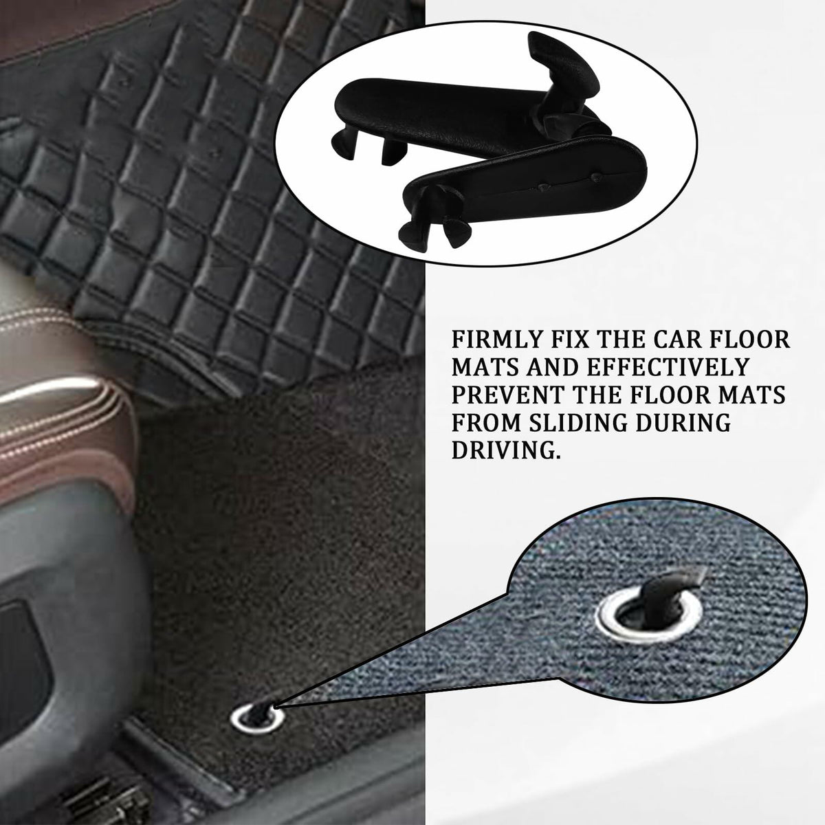 Tobenbone Car Floor Mat Clips Fixing Hooks Clamp Carpet Fasteners Black