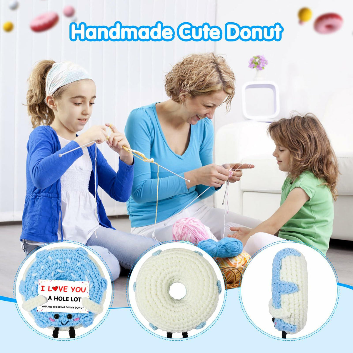 RQWZBCHX I Love You Donut Crochet Gift Long Distance Love Blue