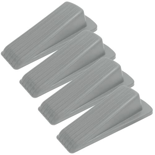 S&T INC. Heavy Duty Rubber Door Stopper Grey 4.8x2.2x1.3in 4 Pack