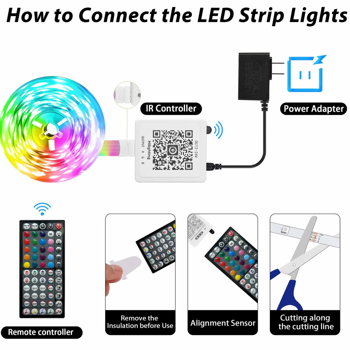 GANZQH RGB Strip Lights 15.3FT USB Powered Smart App Remote Control Multicolor
