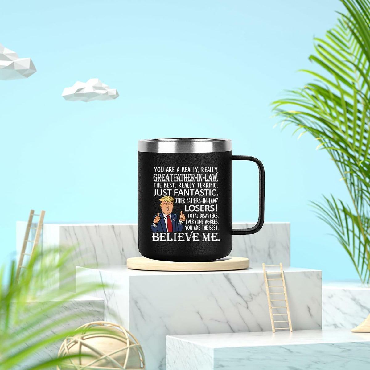 [Like New] Aletege Great Father-In-Law Mug Stainless Steel 12 OZ Black
