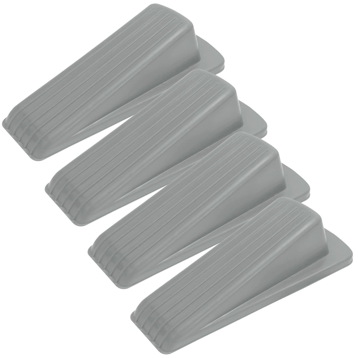 S&T INC. Heavy Duty Rubber Door Stopper Grey 4.8x2.2x1.3in 4 Pack