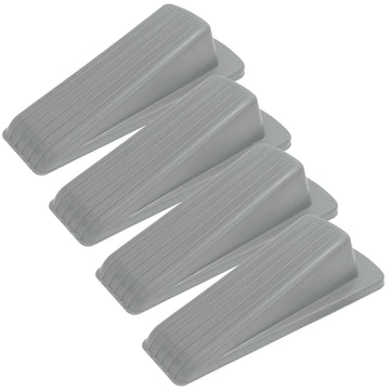 S&T INC. Heavy Duty Rubber Door Stopper Grey 4.8x2.2x1.3in 4 Pack