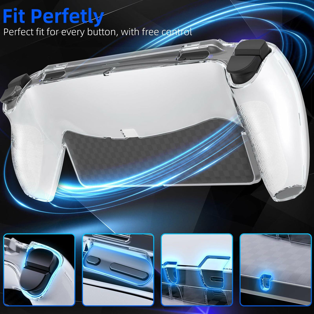 [Like New] HEYSTOP PS5 Controller Case Clear Grip Cover w/ Screen Protector & Caps