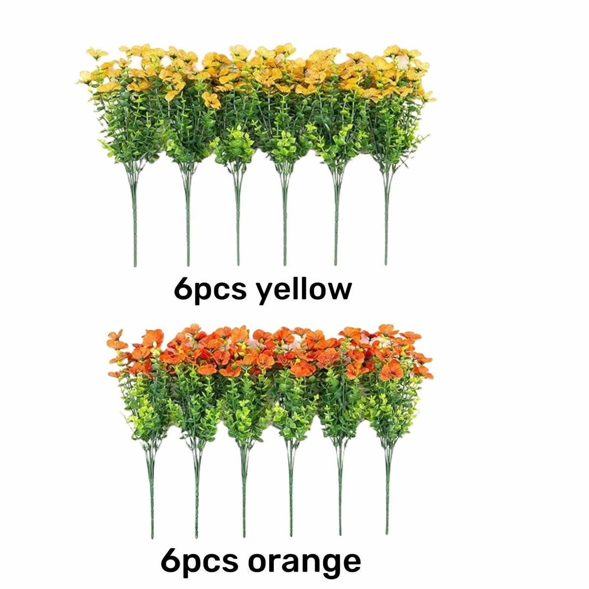 florisso Artificial Fall Mums Outdoor Decoration Orange Yellow 12 Bundles