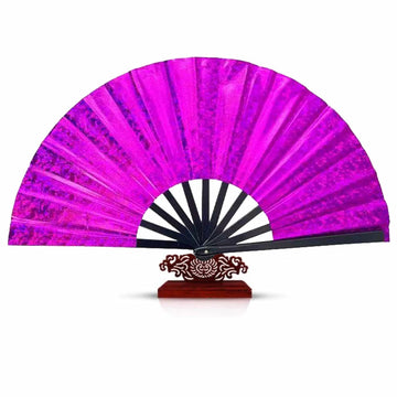 Grombolar Upgraded Hand Fan Foldable Line Dance Popping 13in Flashing Rose Red
