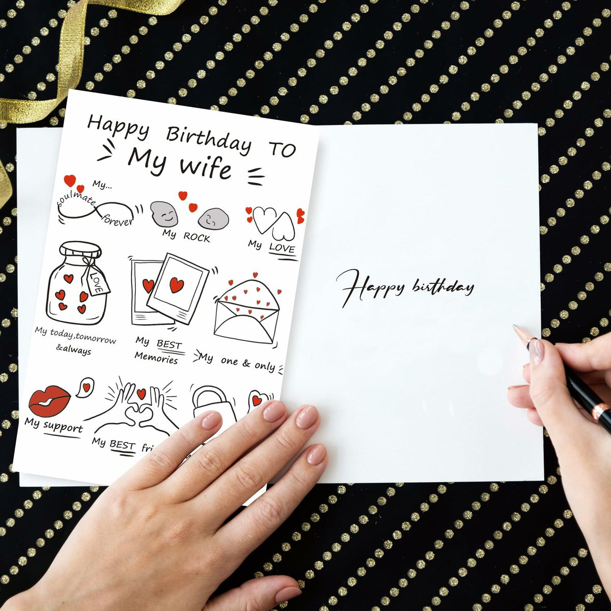 Detuca Birthday Card for Wife Fiancée Girlfriend Romantic Cute DTK-28
