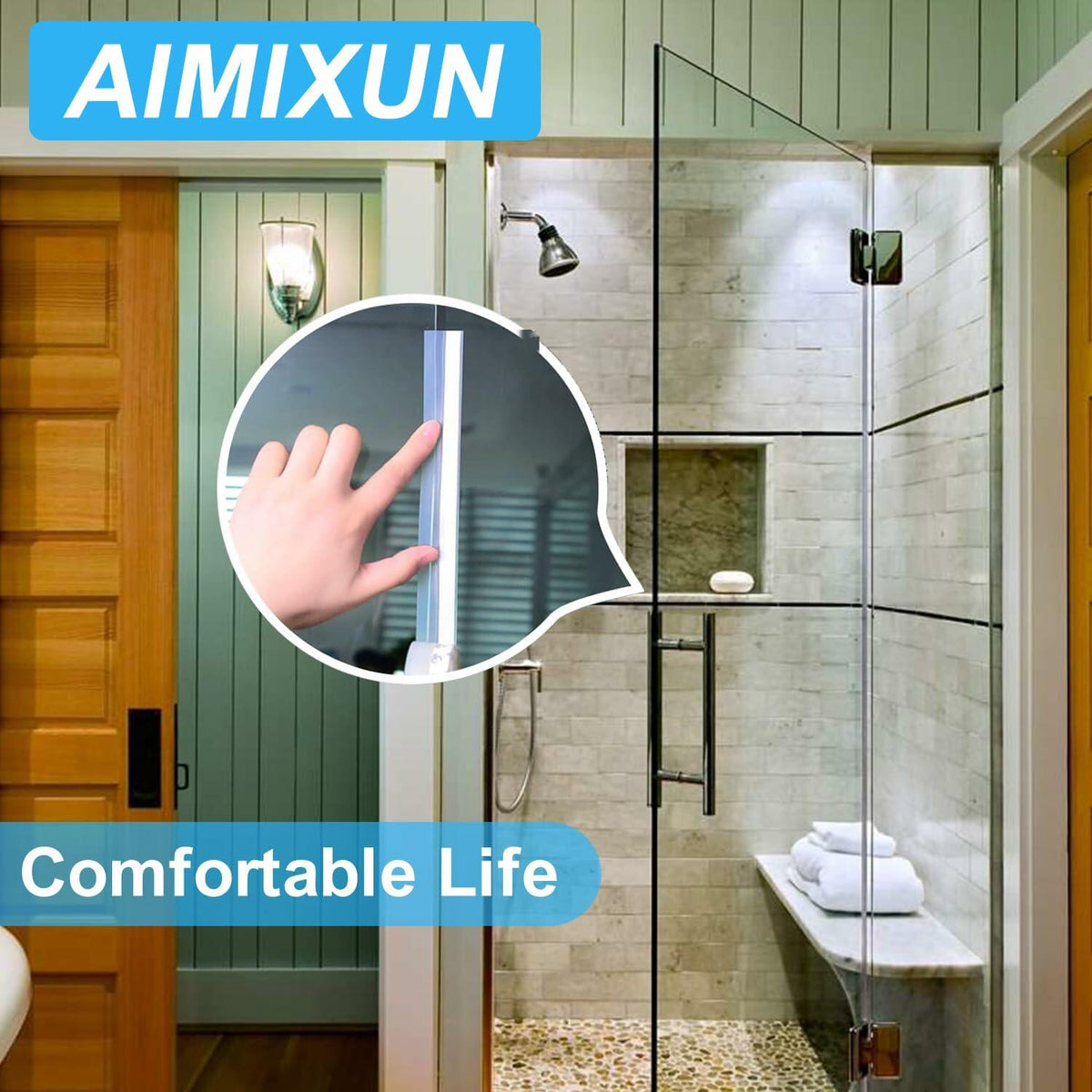 AIMIXUN Weather Stripping Door Seal Silicone Draft Stopper 16.4ft Clear