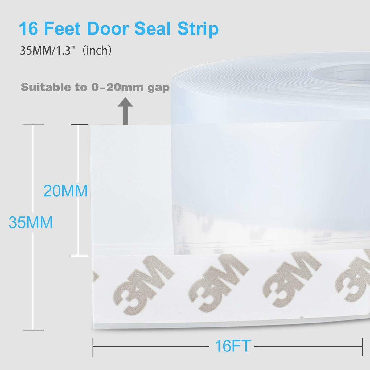 AIMIXUN Weather Stripping Door Seal Silicone Draft Stopper 16.4ft Clear