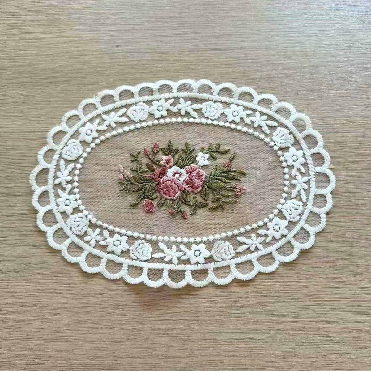 GlimVilo 2 Pack White Cotton Lace Doilies Place Mats Small2 Machine Wash
