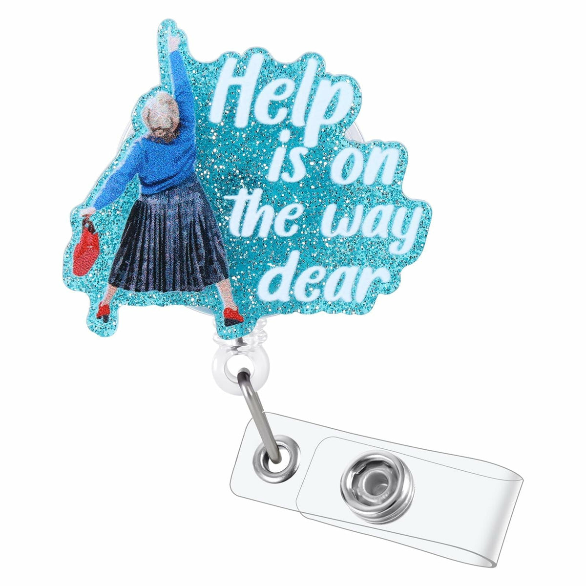 BEZTN Help is on The Way Dear Badge Reel Retractable ID Holder Nurse Gifts