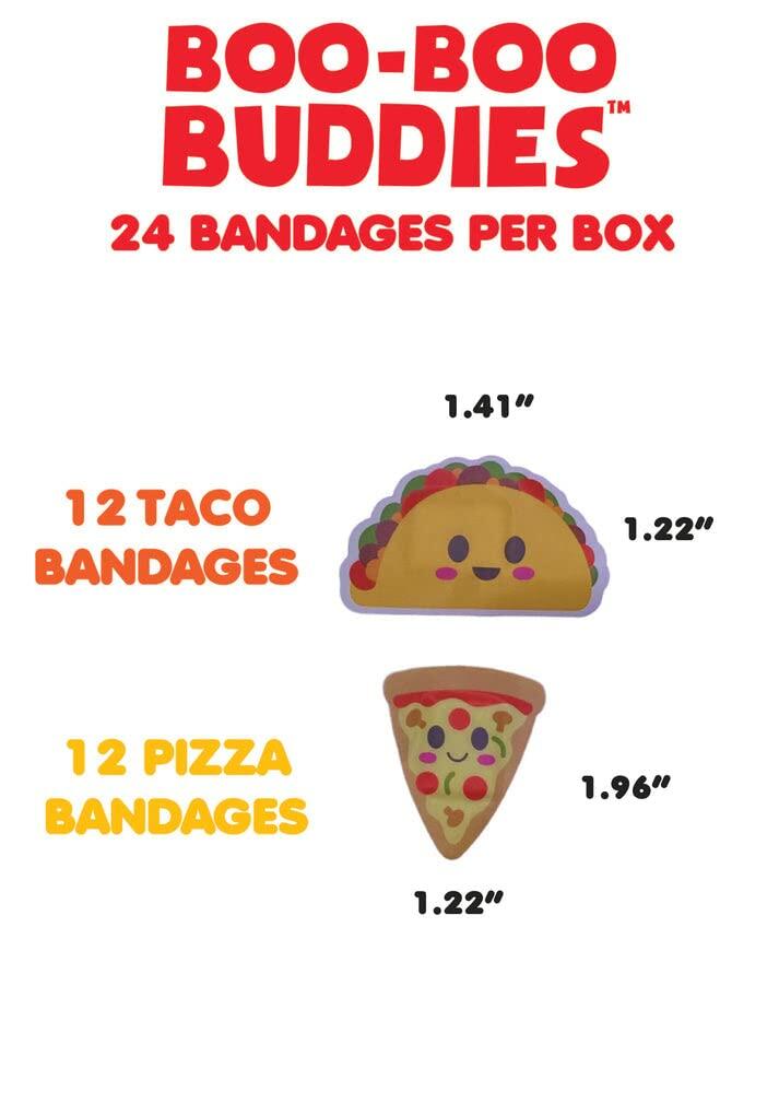 Boo Boo Buddies Kids Adhesive Bandages Pizza Taco 24 Count Sterile