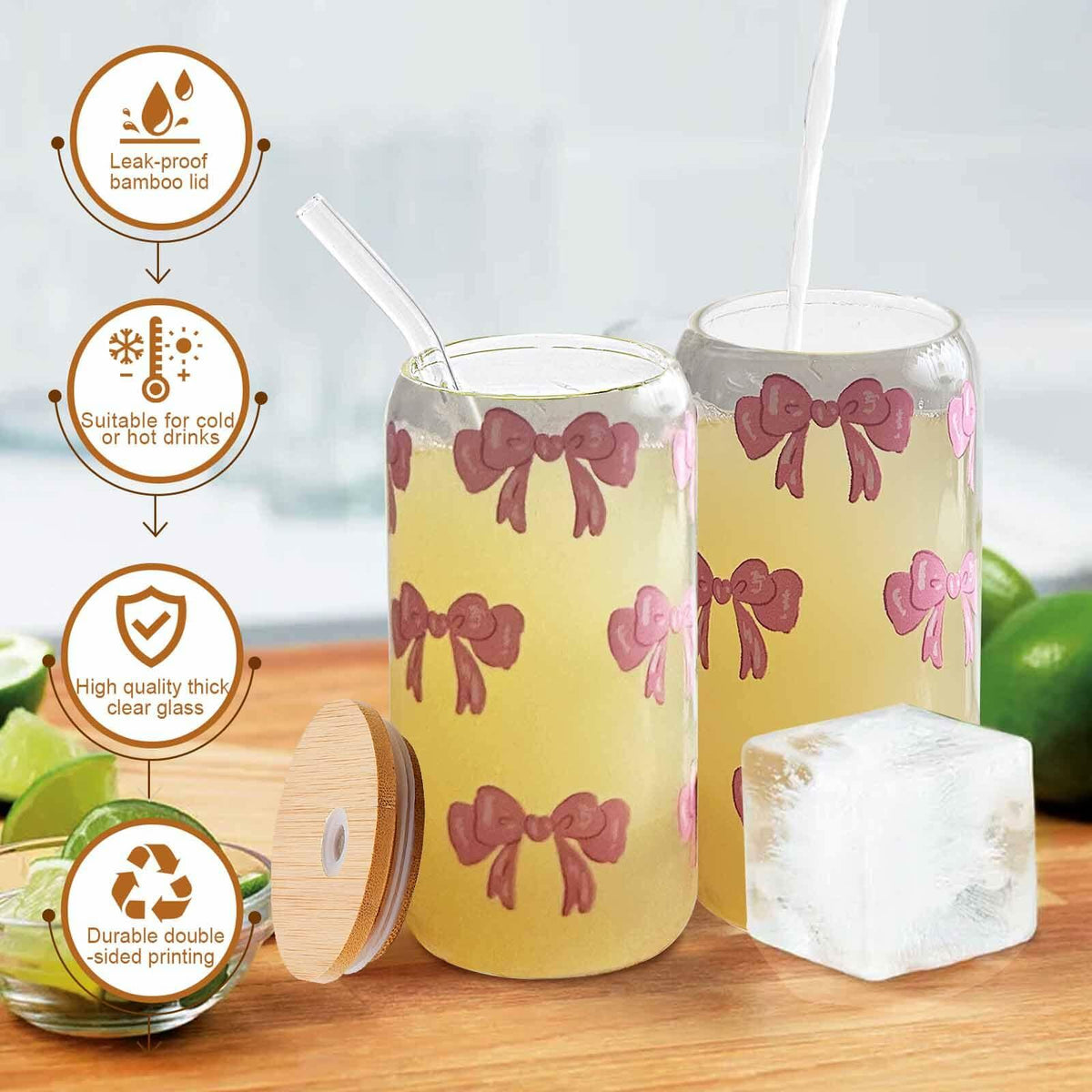 MEOGUTYI Cool Aunties Nephew 16oz Glass Can Shaped Cups with Lids & Straws