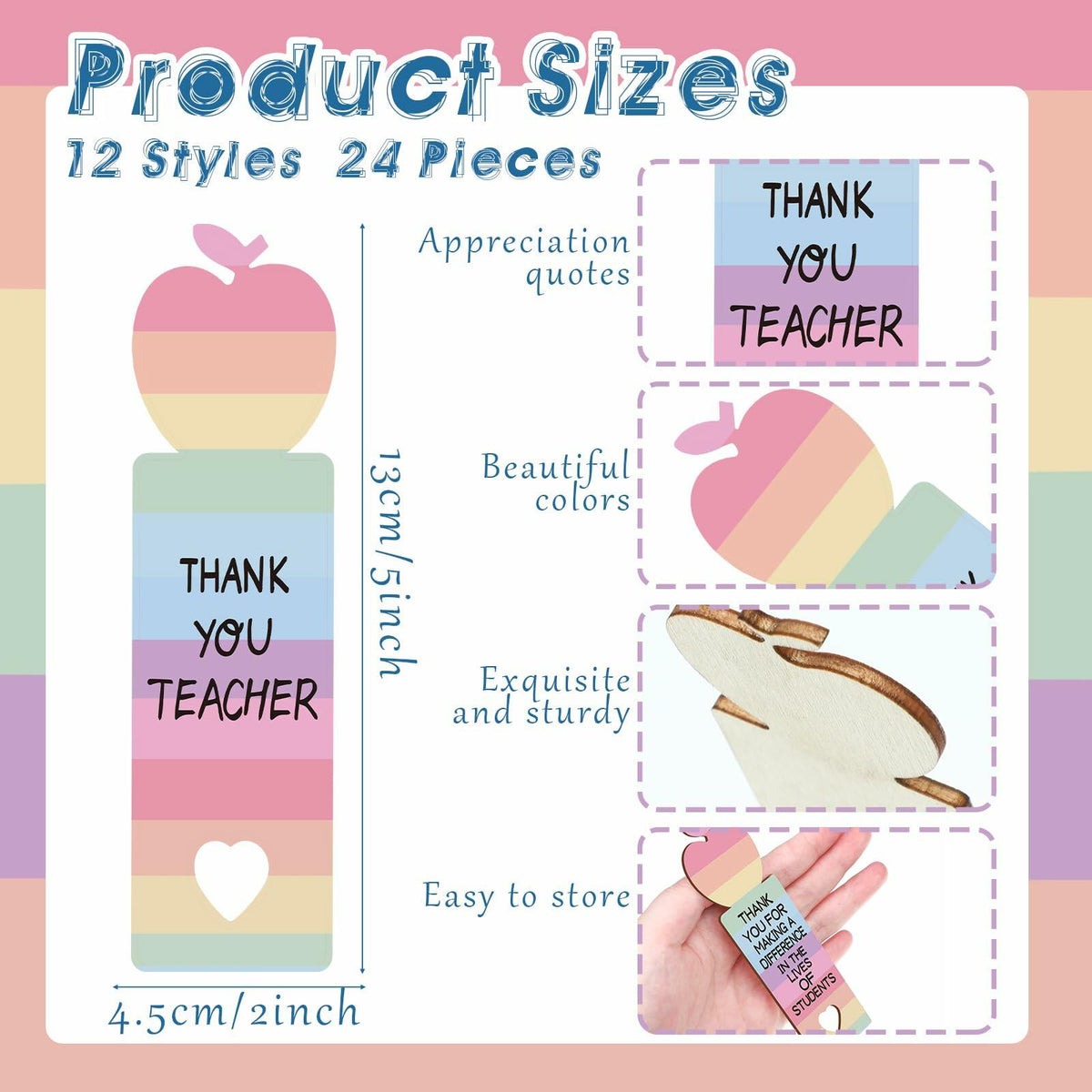 Glenmal Pink Inspirational Wood Bible Verse Bookmarks 24 Pcs Bulk Gift