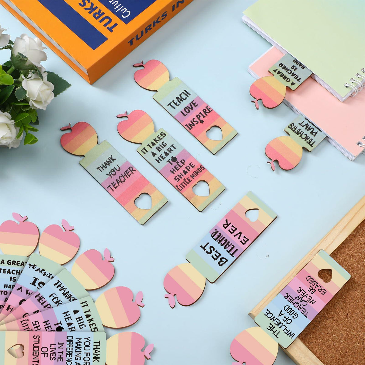 Glenmal Pink Inspirational Wood Bible Verse Bookmarks 24 Pcs Bulk Gift