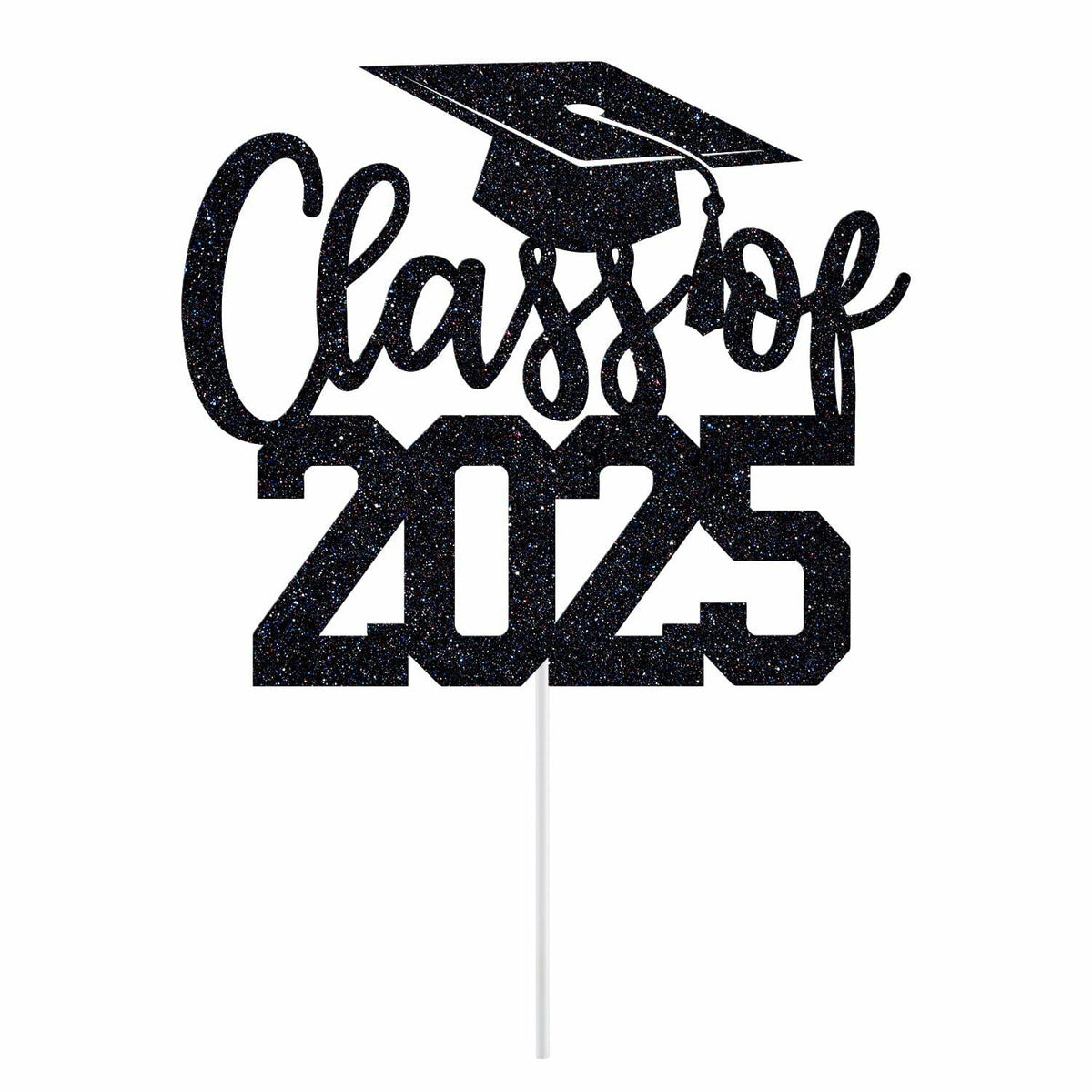 Yotawebery Class of 2025 Cake Topper Graduation Party Decor Black Glitter