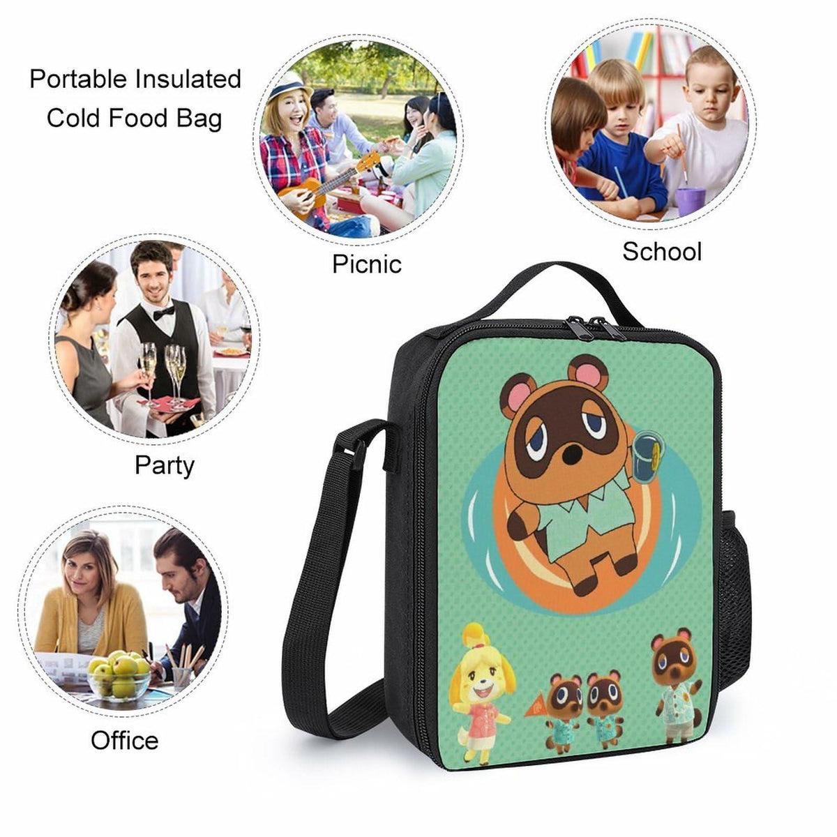 BAHELS 3PC Backpack Insulated Lunch Bag Pencil Case Youth Teens Wednes-1
