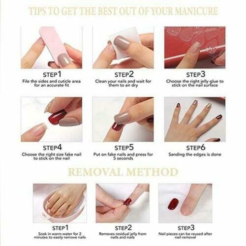 Gifiky Acrylic Press On False Nails Short Almond Nude 24Pcs