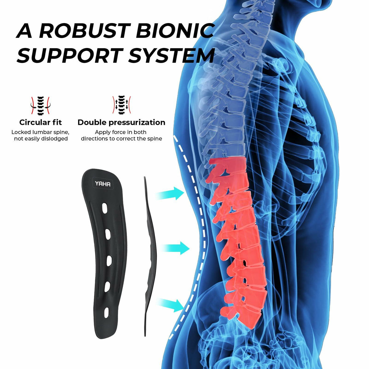 YAHA Back Brace Lower Back Support with Lumbar Pad 5 Stays Black Size XXL