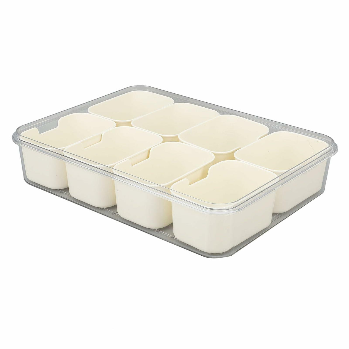 SIXRUN Condiment Serving Tray 8 Compartments Plastic Small White